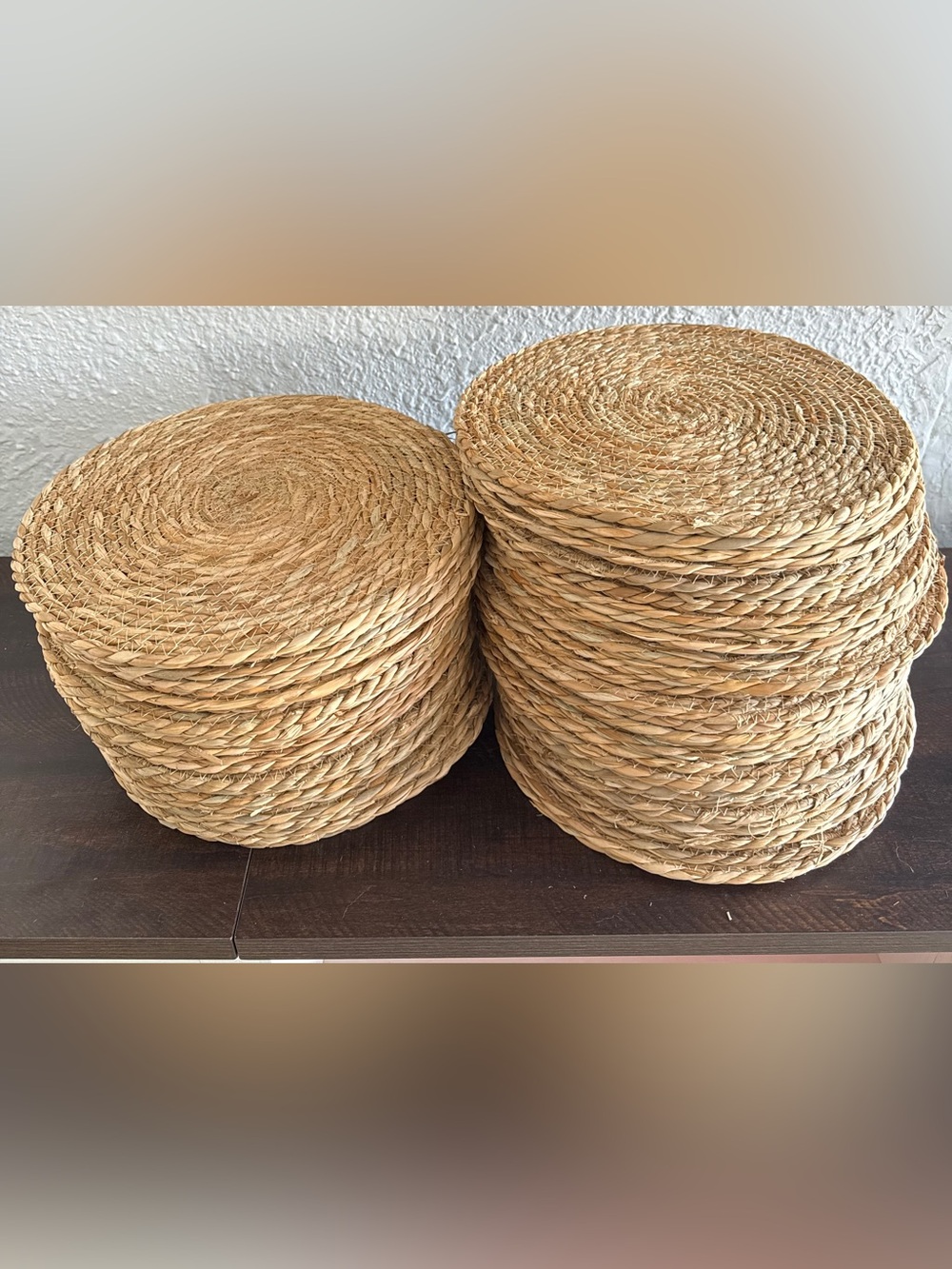 Natural Woven Seagrass Round Placemats - Set